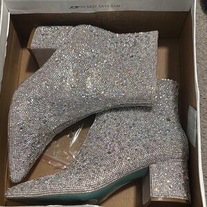 Betsey Johnson Glittering Silver Ankle Boots